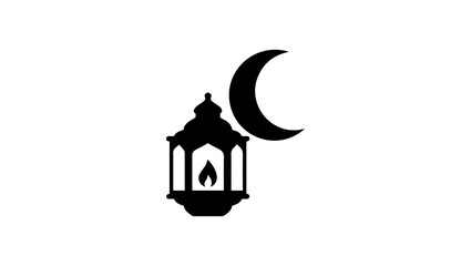 mosque dome with crescent symbol, black and white vector line art, isolated on white background minimal icon, crescent moon with mosque silhouette, black and white line art vector, house, home, icon,  © Design