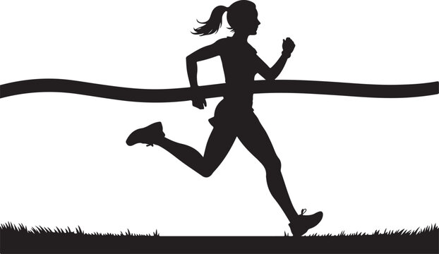 Silhouette of runner crossing finish line