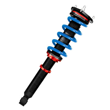 Shock absorber blue spring , isolate on transparent background.