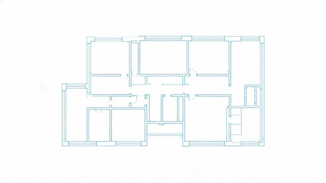 Technical architectural floor plan blueprint showing a residential apartment's room layout and wall structure.