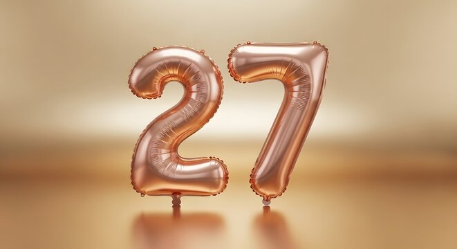 Rose gold '27' birthday balloons celebration decor for twenty se