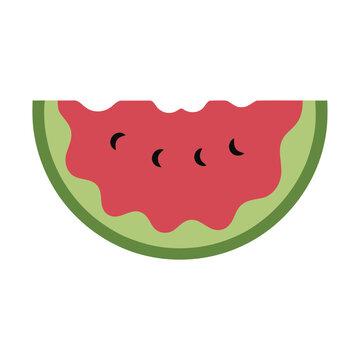Slice of watermelon with bite marks