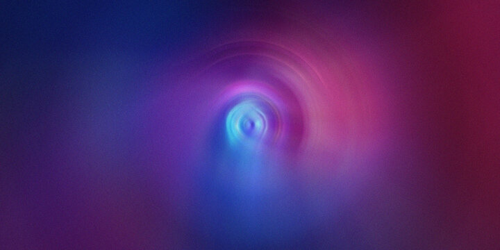 Circular vortex background with neon blue and pink light rays swirling into center.