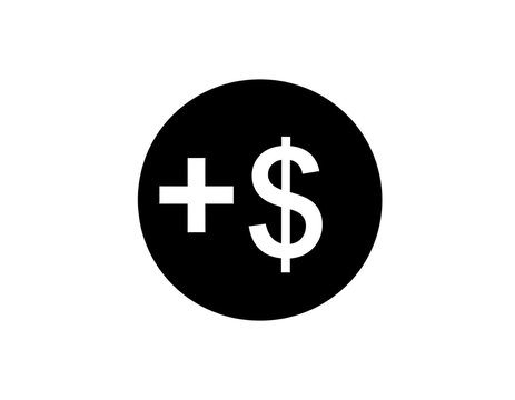 Plus symbol and dollar sign combination in circle icon