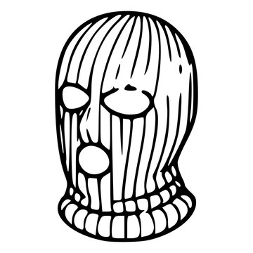 urban streetwear fashion concept outline drawing of ski mask for clothing brand logo