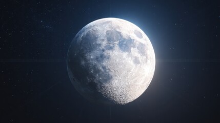 Fototapeta premium Moon hangs in the dark night sky surrounded by distant stars to represent space exploration and the vast mysteries of the universe in a realistic celestial visualization.