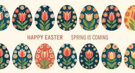 Collection of ornate Easter eggs with intricate patterns, filigree designs, and floral motifs. Decorative vector elements for spring holiday greeting cards and festive banners. © rohaye