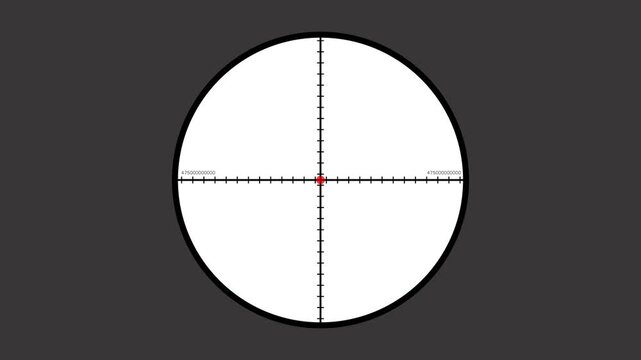 Sniper Scope Crosshair Reticle Sight Animation on Isolated Black Background 4K video animation.