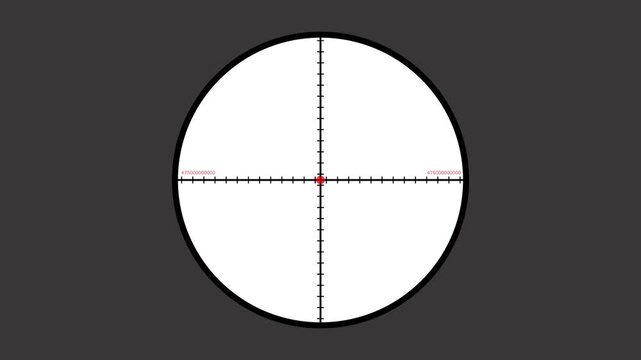 Sniper Scope Crosshair Reticle Sight Animation on Isolated Black Background 4K video animation.