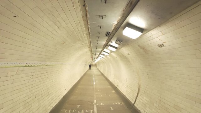 London,UK - May 11, 2026: Greenwich Foot Tunnel running beneath the river Thames