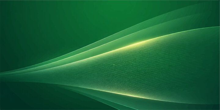 Abstract Green Wave Background with Flowing Light Curves Dynamic Energy Motion and Futuristic Technology Design Illustration Wallpaper