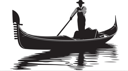 Gondolier steering traditional venetian boat on calm water © Sadia afrin Aakhi