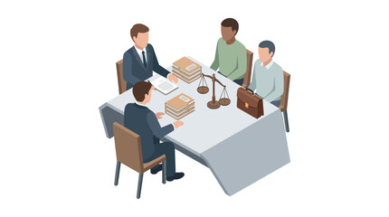 Obraz premium Isometric Legal Consultation Meeting with Lawyers and Clients