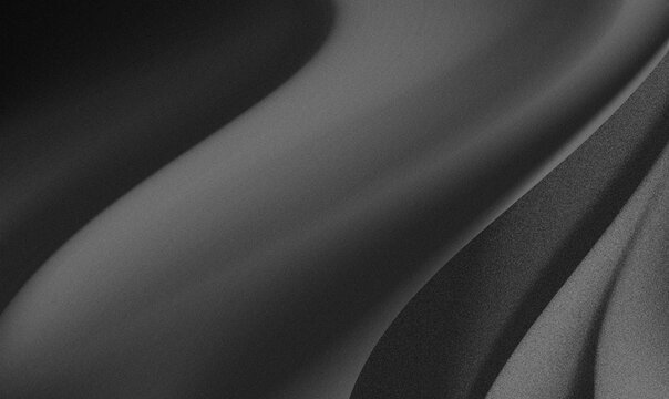 monochrome abstract grayscale background, black gradient with stacked curved layers with a more pronounced granular texture