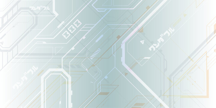 WHITE FUTURISTIC TECH BACKGROUND, WONDERFUL KATAKANA ANIME MECHA THEME