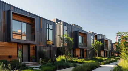 Fototapeta premium Modern Row Houses in Urban Setting