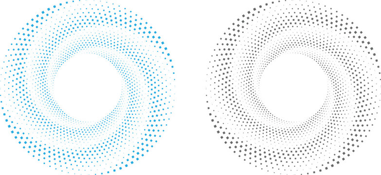 Set of gradient halftone dots backgrounds. Dotted gradient, smooth dots spraying and halftones dot background 