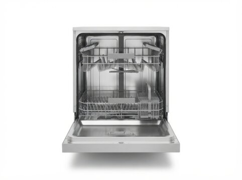 Integrated Dishwasher Open with Racks Pulled Out