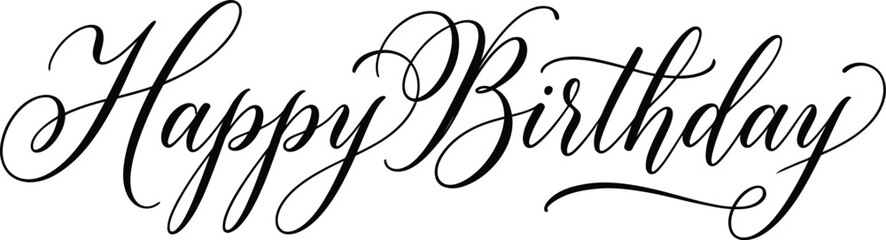 Elegant black calligraphy 'happy birthday' text for celebrations and greetings © Md. Al Amin Jony