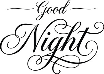 Elegant calligraphy 'good night' text black and white design © Md. Al Amin Jony