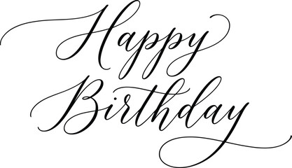 Elegant black calligraphy 'happy birthday' greeting for celebrations and events © Md. Al Amin Jony