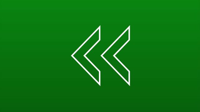 Minimalist white left pointing chevron arrow on a solid dark green a icon