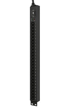 Vertical Rack Power Distribution Unit (PDU) Isolated on White Background