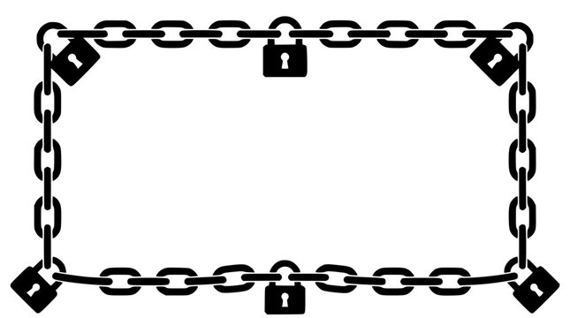 Chain and Padlock Border Silhouette Illustration