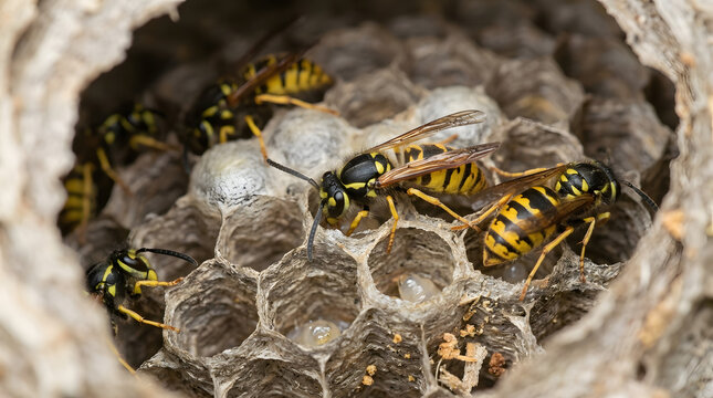 Yellow jacket inside nest