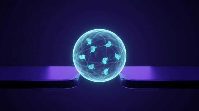 電圧による細孔形成でクリスパー複合体が細胞膜へ導入されるエレクトロポレーションの抽象CG映像