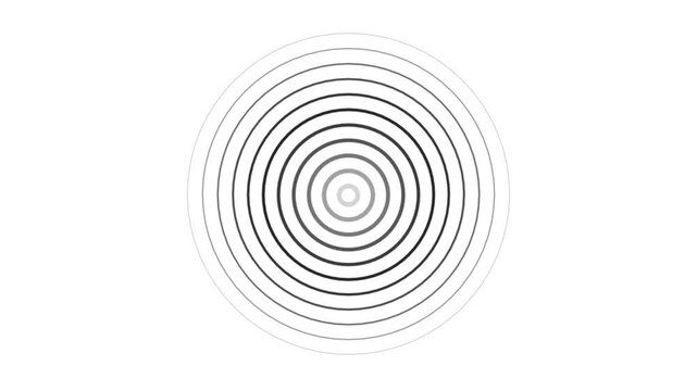 radio wave signal on white background, glowing circles expanding smoothly, digital frequency animation. alpha channel seamless loop.