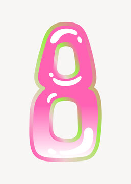 Number 8 cute cute funky pink font illustration