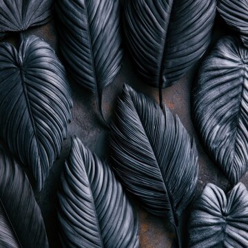 Dark tropical leaves background