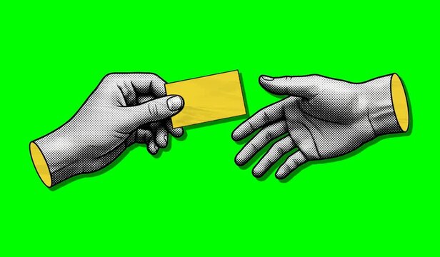 Vintage Halftone Typing Hands on Green Screen Retro Keyboard Writing Gesture Animation Chroma Key Loop