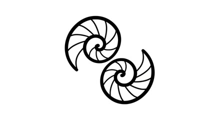 Black spiral shell fossil shapes. © Lo