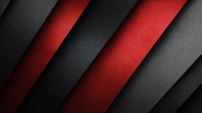 Diagonal stripes of black red and gray textured material