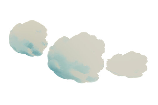 stylised fluffy 3d clouds on a transparent background