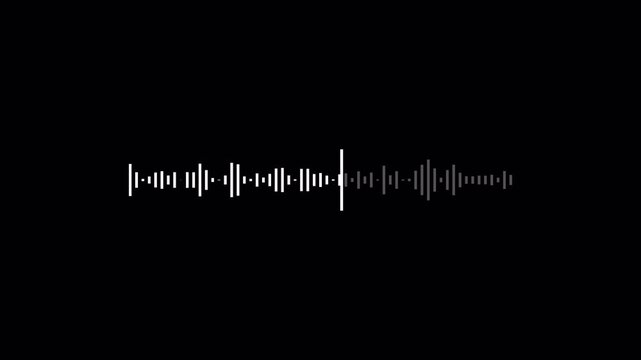 Voice Message Audio Waveform Animation with Alpha Channel, Chat Voice Note Sound Bars Overlay on Transparent Background in 4K.