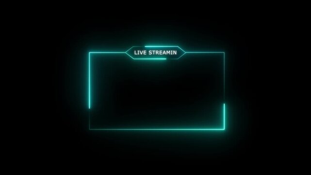live streaming neon text frame animation box frame neon frame live streaming game live Stream overlay animation for live streaming video glowing, abstract, background, motion graphic, animation.