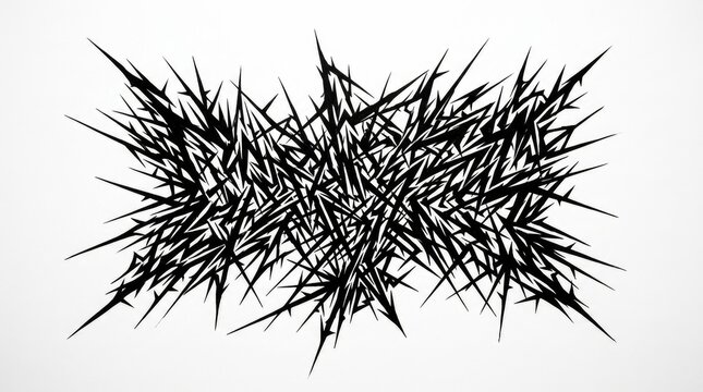 Abstract black jagged spike graphic on white background.