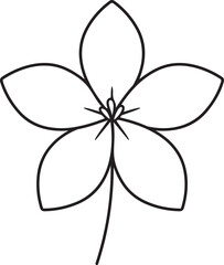 Fototapeta premium Minimalist jasmine flower icon, simple flat vector illustration of a delicate five-petaled jasmine blossom, isolated on white.