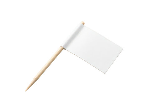 Blank white flag toothpick isolated on transparent background