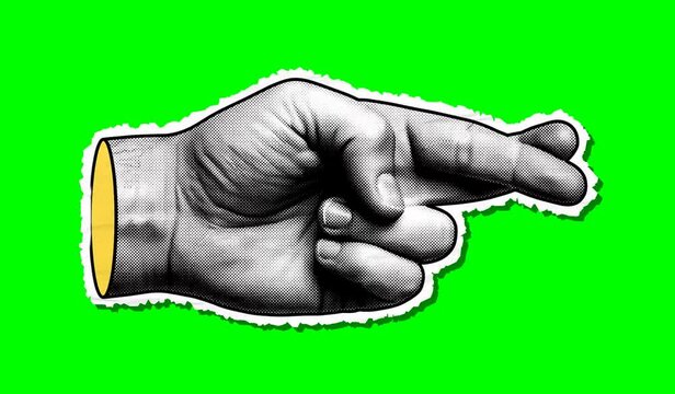 Vintage Halftone Handing Key Gesture on Green Screen Retro Real Estate Agreement Chroma Key Double Hands Loop
