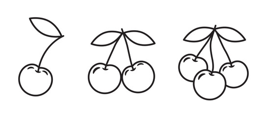 A set of cherry berry icons isolated on a white background. Vector illustration © Tetiana