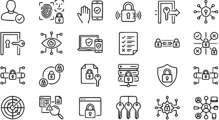 Cybersecurity Icons: Line Art Collection for Digital Security and Data Protection © ilaalaa