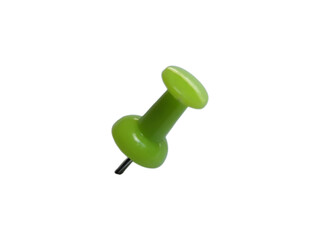Obraz premium Single bright green push pin for office and school organization