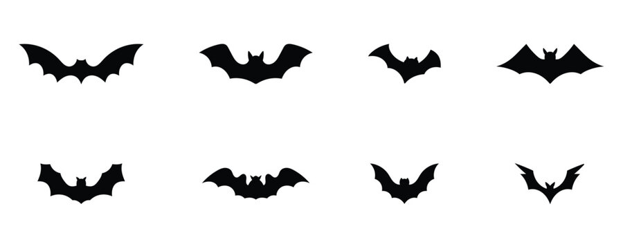 Flat design Halloween bat animal isolated on a white background. Horror evil bat icon vector art illustration.