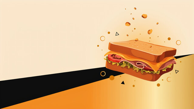 Premium abstract vector poster for National Sandwich Day in warm orange, black, and gold