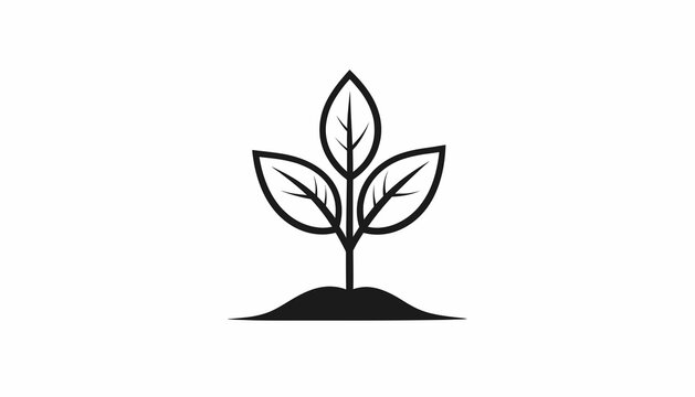 Simple Black Plant Icon Design.