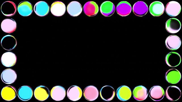 Animated Iridescent Candy Pop Frame Loop with Transparent Background